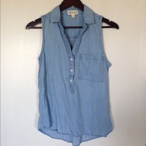 Cloth & Stone Chambray Sleeveless Top-S
